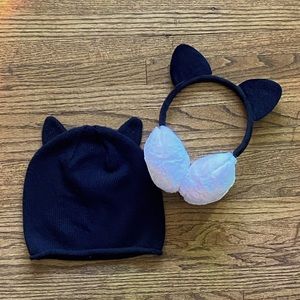 Cat ears beanie and ear muffs